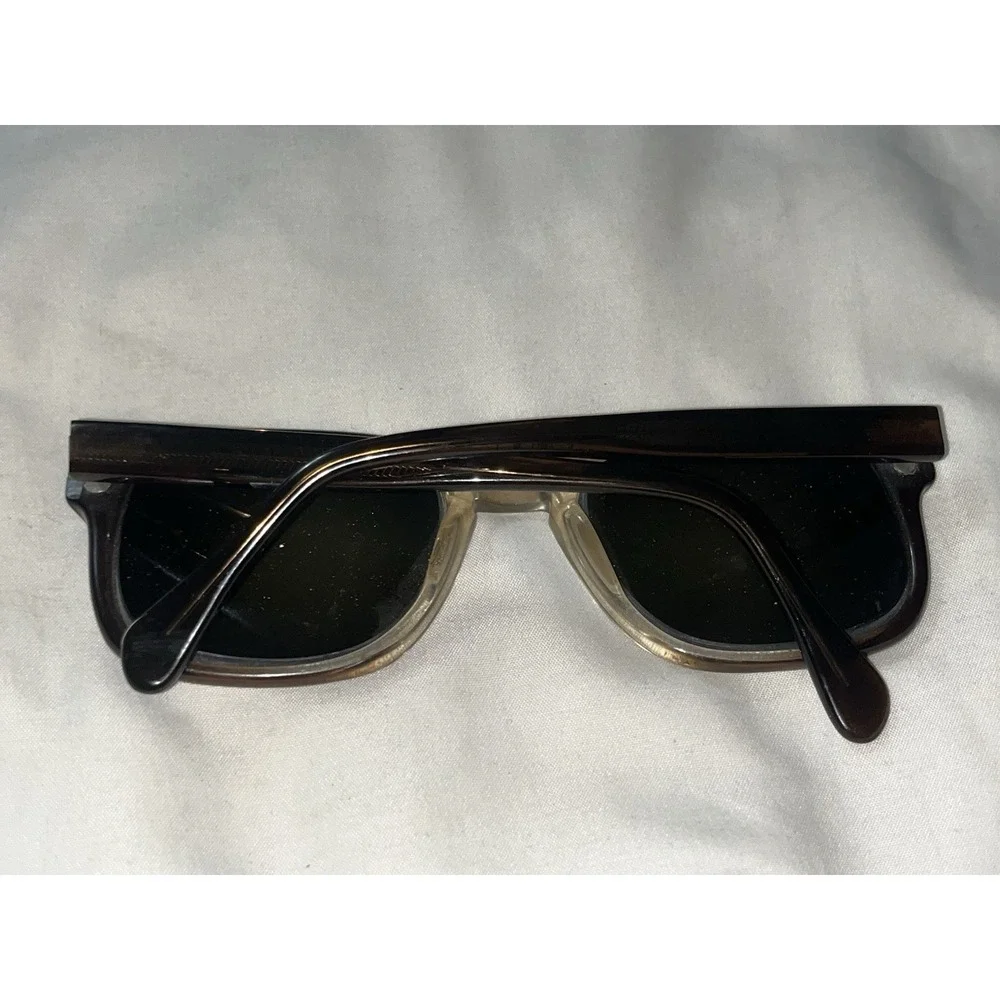 1980s Vintage Liberty Optical USA Square Eye Dark Brown To Clear Glasses 52-22